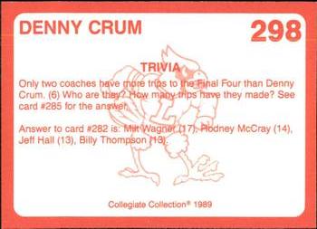 1989-90 Collegiate Collection Louisville Cardinals #298 Denny Crum Back