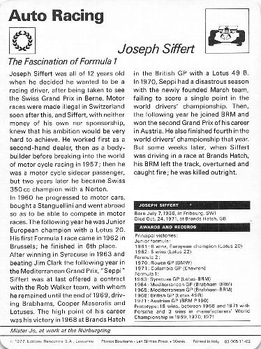 1977-79 Sportscaster Series 11 #11-02 Joseph Siffert Back