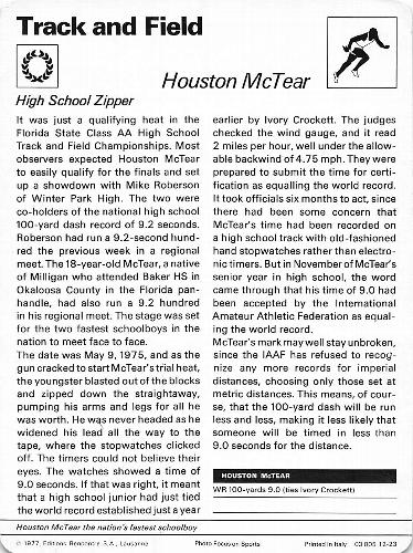 1977-79 Sportscaster Series 12 #12-23 Houston McTear Back