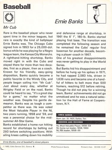 1977-79 Sportscaster Series 12 #12-07 Ernie Banks Back