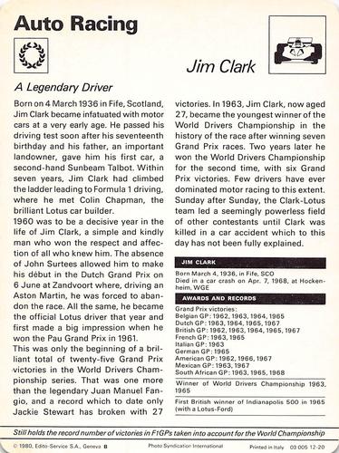 1977-79 Sportscaster Series 12 #12-20 Jim Clark Back