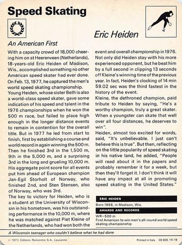 1977-79 Sportscaster Series 14 #14-16 Eric Heiden Back