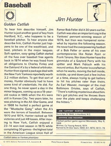 1977-79 Sportscaster Series 14 #14-10 Jim Hunter Back