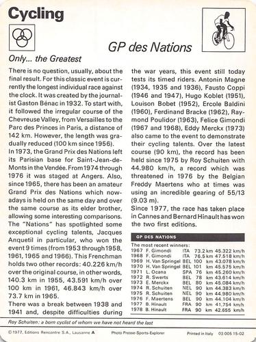 1977-79 Sportscaster Series 15 #15-02 GP des Nations Back