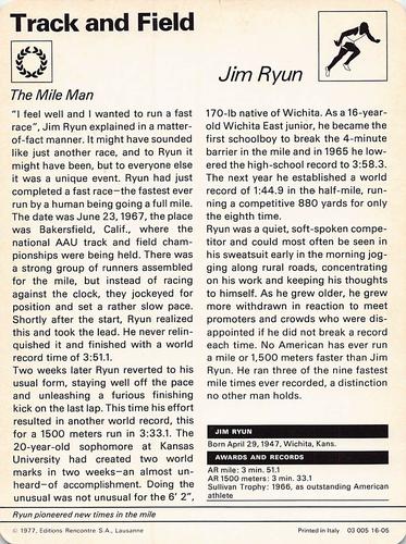 1977-79 Sportscaster Series 16 #16-05 Jim Ryun Back