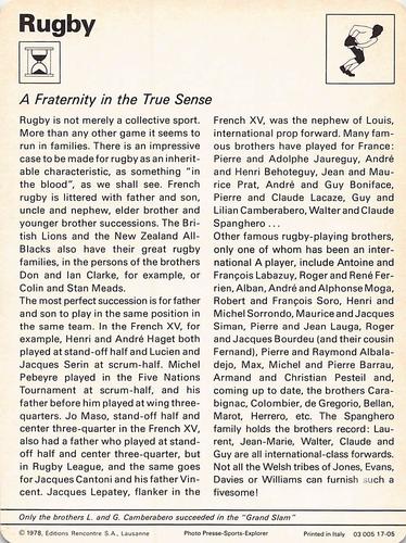 1977-79 Sportscaster Series 17 #17-05 A Fraternity in the True Sense Back