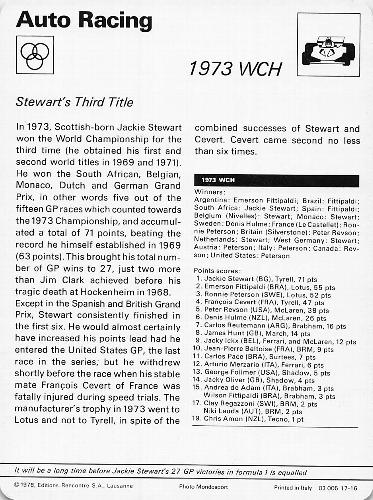 1977-79 Sportscaster Series 17 #17-16 Jackie Stewart Back