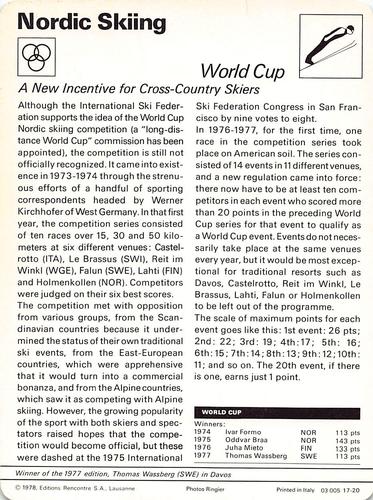 1977-79 Sportscaster Series 17 #17-20 World Cup Back