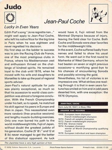 1977-79 Sportscaster Series 17 #17-23 Jean Paul Coche Back