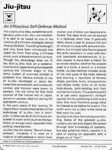 1977-79 Sportscaster Series 18 #18-06 An Efficacious Self-Defense Method Back