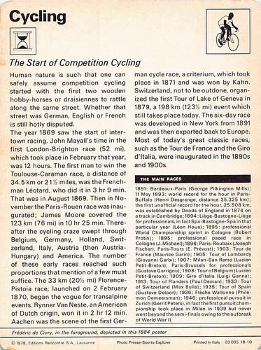1977-79 Sportscaster Series 18 #18-10 The Start of Competition Cycling Back
