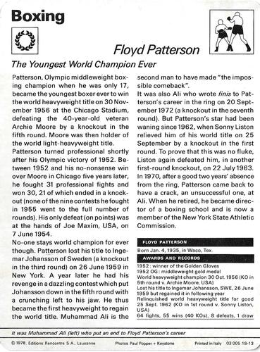 1977-79 Sportscaster Series 18 #18-13 Floyd Patterson Back
