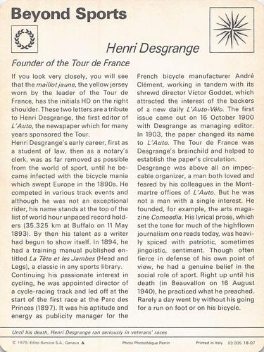 1977-79 Sportscaster Series 18 #18-07 Henri Desgrange Back