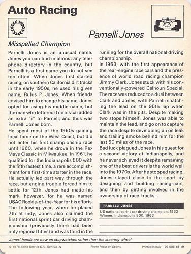 1977-79 Sportscaster Series 18 #18-19 Parnelli Jones Back