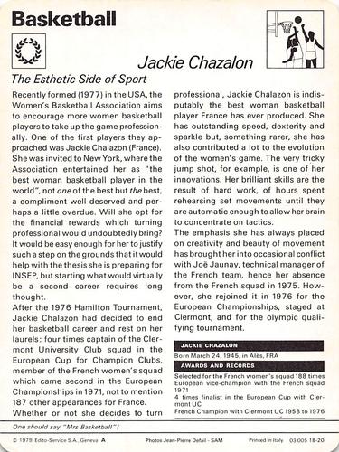 1977-79 Sportscaster Series 18 #18-20 Jackie Chazalon Back