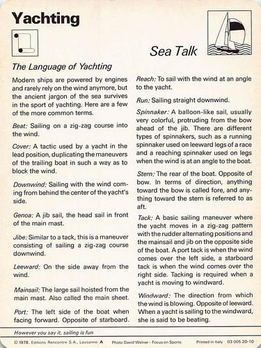 1977-79 Sportscaster Series 20 #20-10 Sea Talk Back