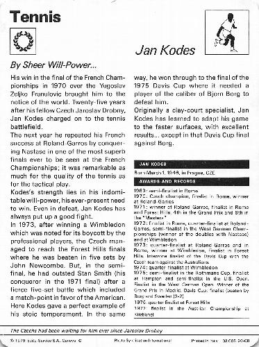 1977-79 Sportscaster Series 20 #20-08 Jan Kodes Back