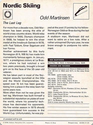 1977-79 Sportscaster Series 21 #21-23 Odd Martinsen Back