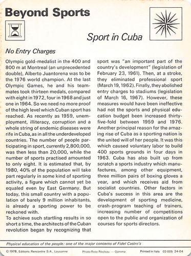 1977-79 Sportscaster Series 24 #24-04 Sport in Cuba Back