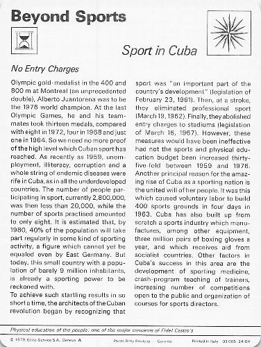 1977-79 Sportscaster Series 24 #24-04 Sport in Cuba Back
