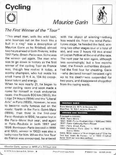 1977-79 Sportscaster Series 24 #24-02 Maurice Garin Back