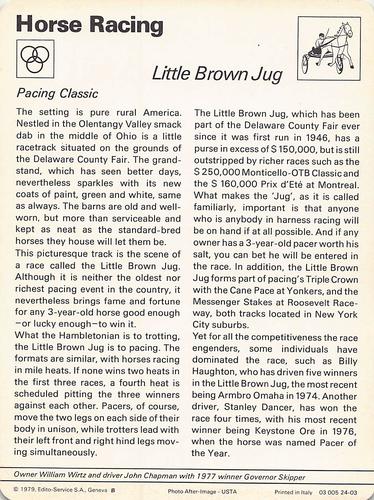1977-79 Sportscaster Series 24 #24-03 Little Brown Jug Back