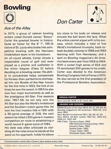 1977-79 Sportscaster Series 25 #25-10 Don Carter Back