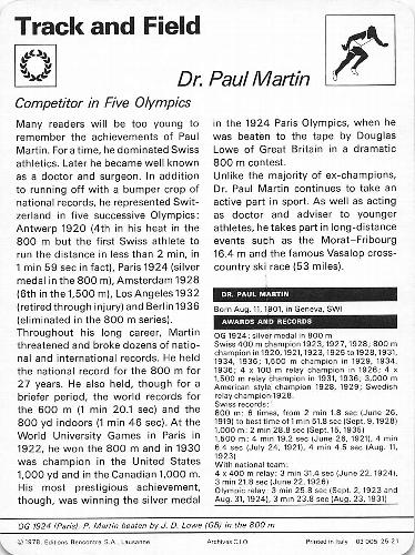 1977-79 Sportscaster Series 25 #25-21 Dr. Paul Martin Back
