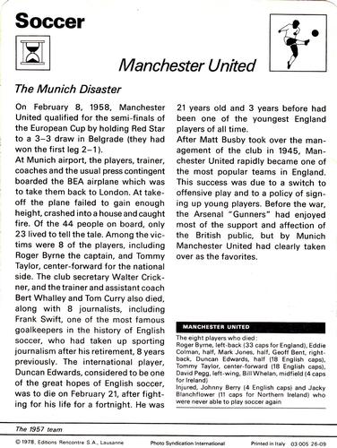 1977-79 Sportscaster Series 26 #26-09 Manchester United Back