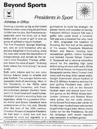 1977-79 Sportscaster Series 26 #26-11 Presidents in Sport Back