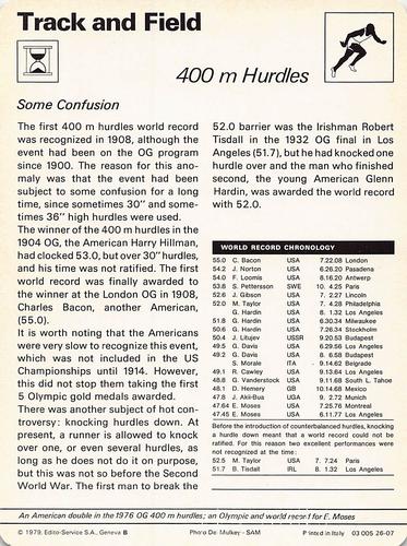 1977-79 Sportscaster Series 26 #26-07 400m Hurdles Back