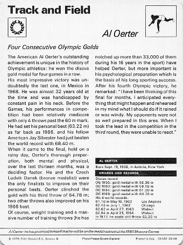 1977-79 Sportscaster Series 26 #26-08 Al Oerter Back