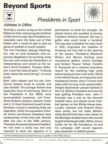 1977-79 Sportscaster Series 26 #26-11 Presidents in Sport Back