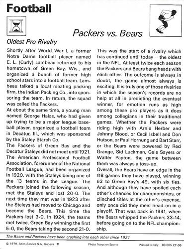 1977-79 Sportscaster Series 27 #27-06 Packers vs Bears Back