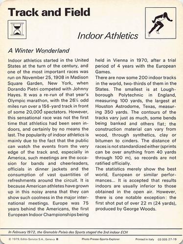 1977-79 Sportscaster Series 27 #27-19 Indoor Athletics Back