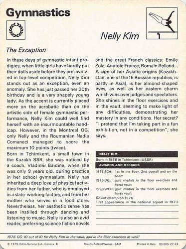 1977-79 Sportscaster Series 27 #27-22 Nelly Kim Back