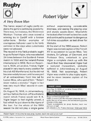 1977-79 Sportscaster Series 28 #28-04 Robert Vigier Back