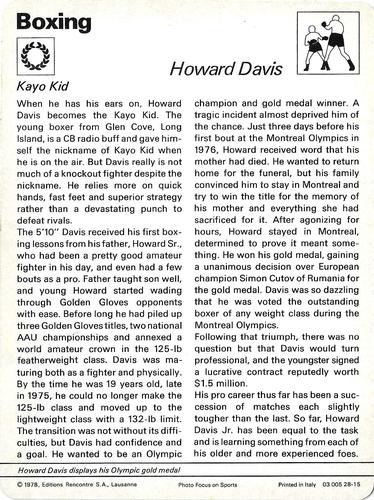 1977-79 Sportscaster Series 28 #28-15 Howard Davis Back