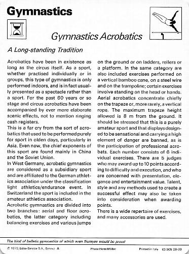 1977-79 Sportscaster Series 28 #28-03 Gymnastics Acrobatics Back