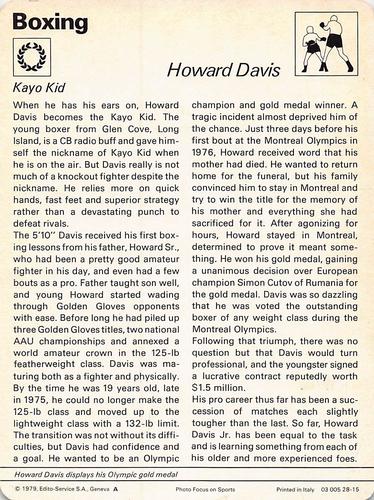 1977-79 Sportscaster Series 28 #28-15 Howard Davis Back