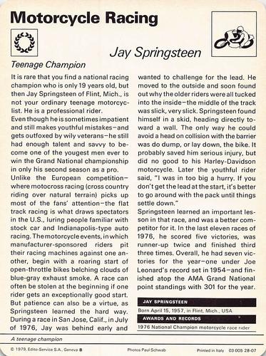 1977-79 Sportscaster Series 28 #28-07 Jay Springsteen Back