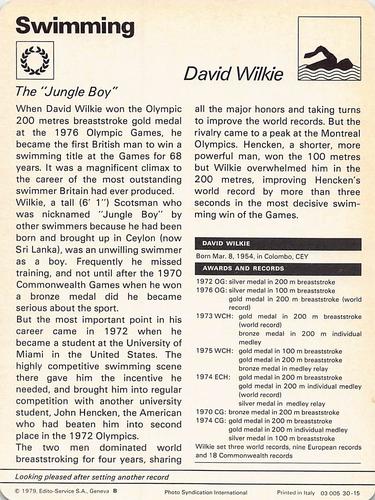 1977-79 Sportscaster Series 30 #30-15 David Wilkie Back