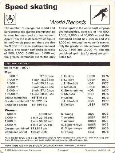 1977-79 Sportscaster Series 31 #31-18 World Records Back