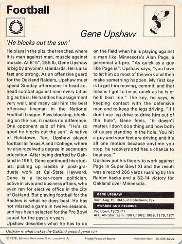 1977-79 Sportscaster Series 33 #33-22 Gene Upshaw Back