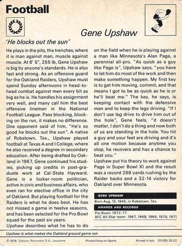 1977-79 Sportscaster Series 33 #33-22 Gene Upshaw Back