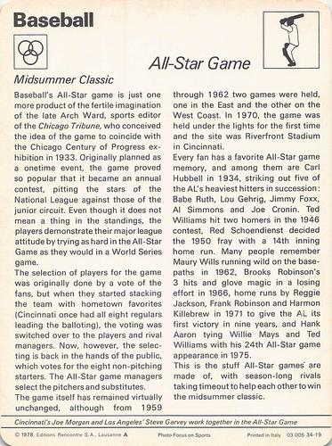 1977-79 Sportscaster Series 34 #34-19 All-Star Game Back