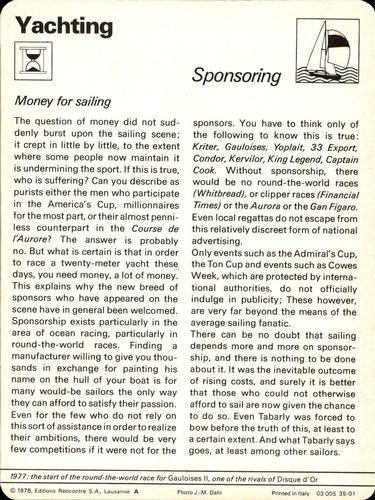 1977-79 Sportscaster Series 35 #35-01 Sponsoring Back