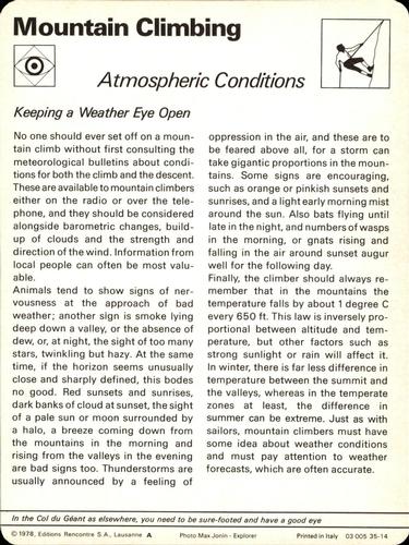 1977-79 Sportscaster Series 35 #35-14 Atmospheric Conditions Back