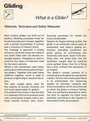 1977-79 Sportscaster Series 36 #36-09 What is a Glider? Back