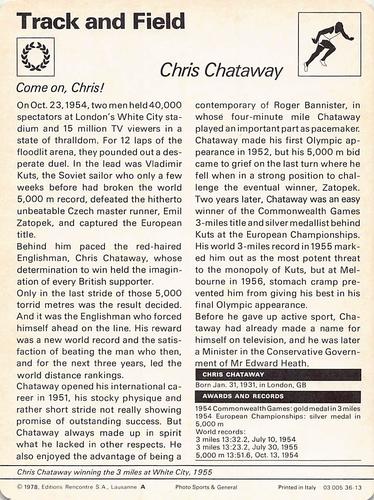 1977-79 Sportscaster Series 36 #36-13 Chris Chataway Back